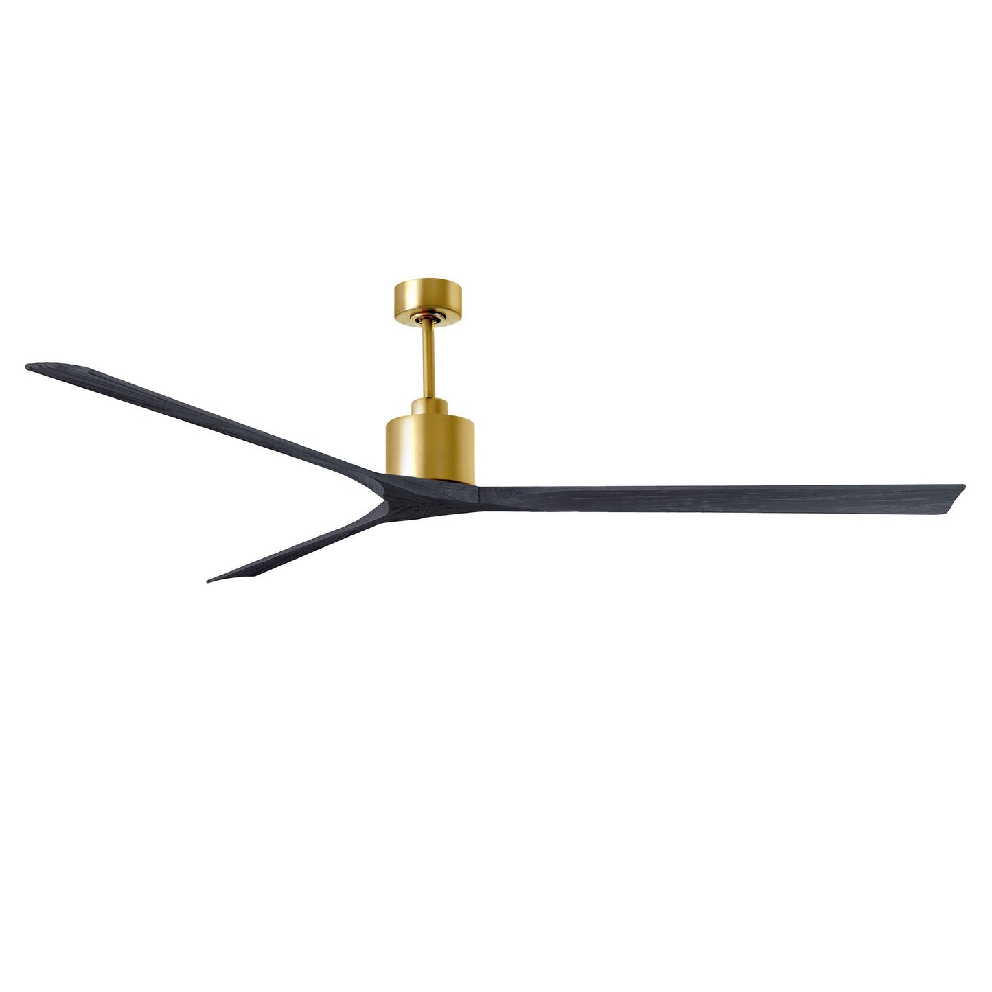 Matthews Fan Company Atlas Nan XL 90" Brushed Brass Ceiling Fan With Solid Wood Blade In Matte Black Finish