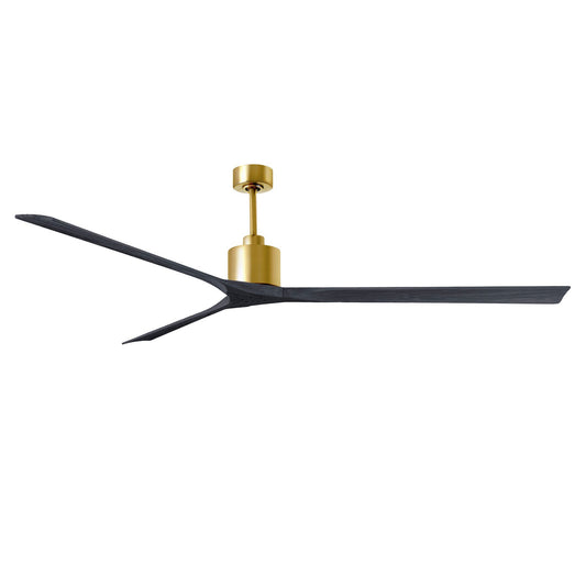 Matthews Fan Company Atlas Nan XL 90" Brushed Brass Ceiling Fan With Solid Wood Blade In Matte Black Finish