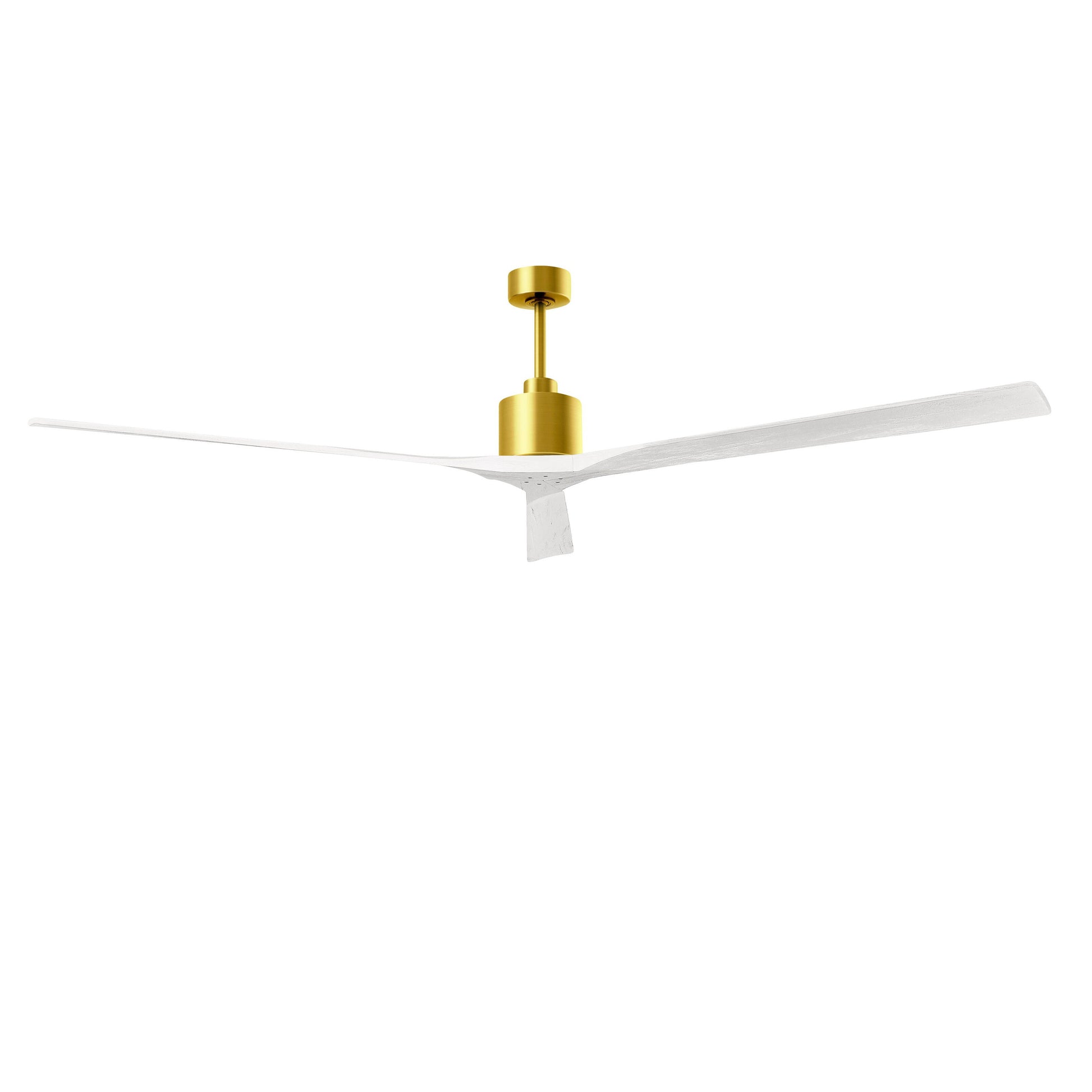 Matthews Fan Company Atlas Nan XL 90" Brushed Brass Ceiling Fan With Solid Wood Blade In Matte White Finish