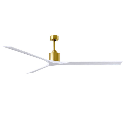 Matthews Fan Company Atlas Nan XL 90" Brushed Brass Ceiling Fan With Solid Wood Blade In Matte White Finish