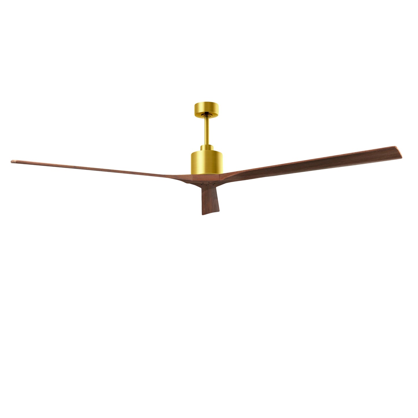 Matthews Fan Company Atlas Nan XL 90" Brushed Brass Ceiling Fan With Solid Wood Blade In Walnut Finish