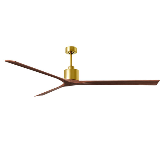 Matthews Fan Company Atlas Nan XL 90" Brushed Brass Ceiling Fan With Solid Wood Blade In Walnut Finish