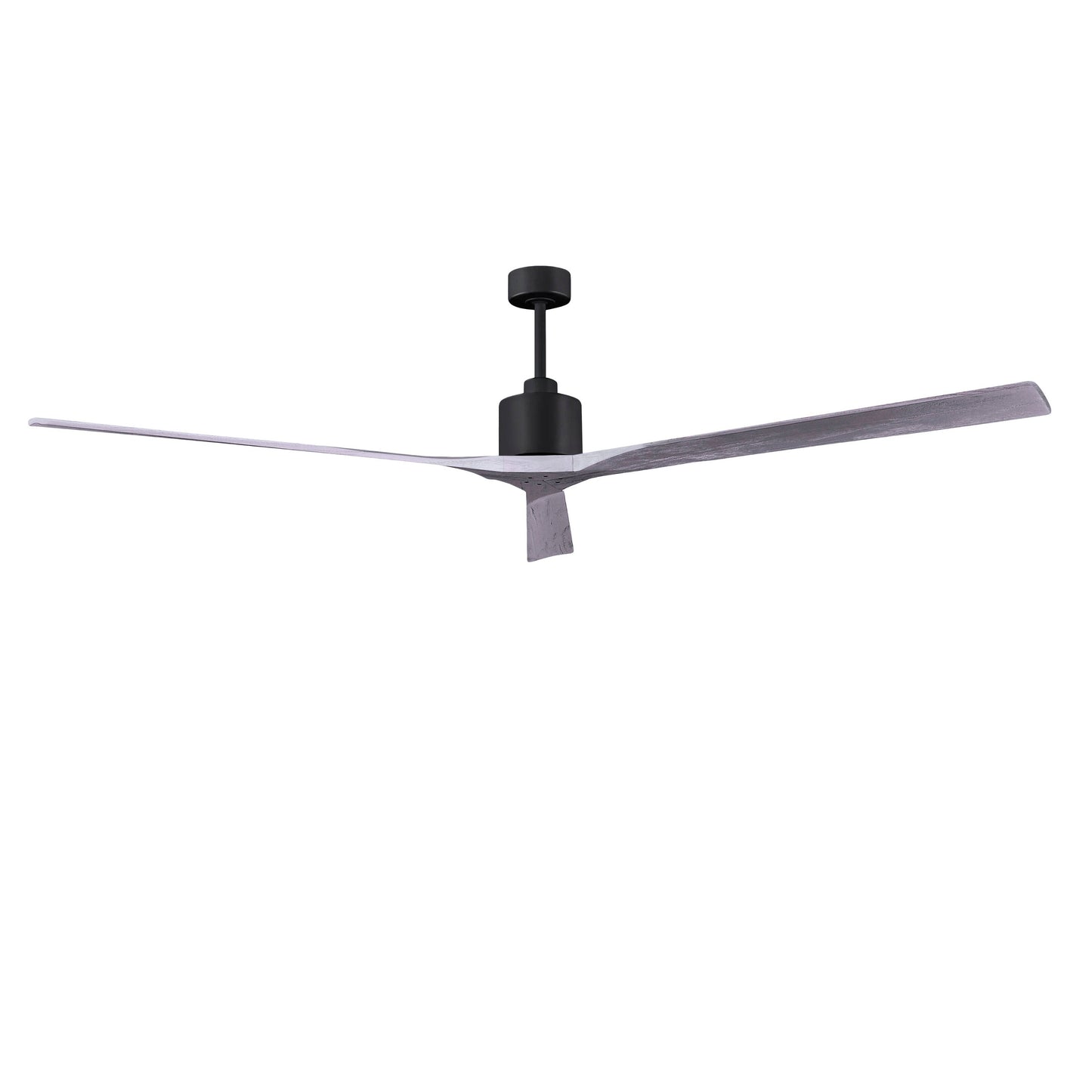 Matthews Fan Company Atlas Nan XL 90" Matte Black Ceiling Fan With Solid Wood Blade In Barnwood Tone Finish