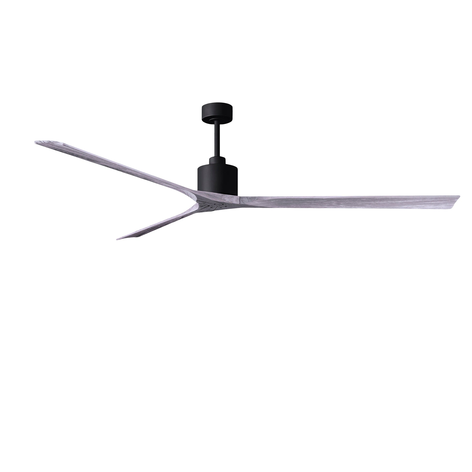 Matthews Fan Company Atlas Nan XL 90" Matte Black Ceiling Fan With Solid Wood Blade In Barnwood Tone Finish