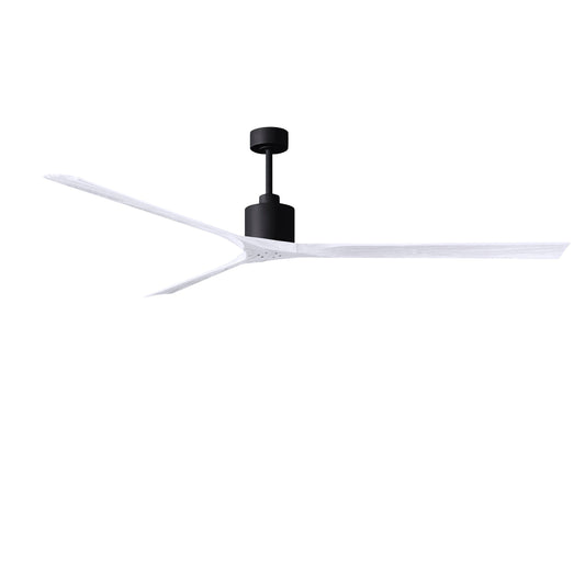 Matthews Fan Company Atlas Nan XL 90" Matte Black Ceiling Fan With Solid Wood Blade In Matte White Finish