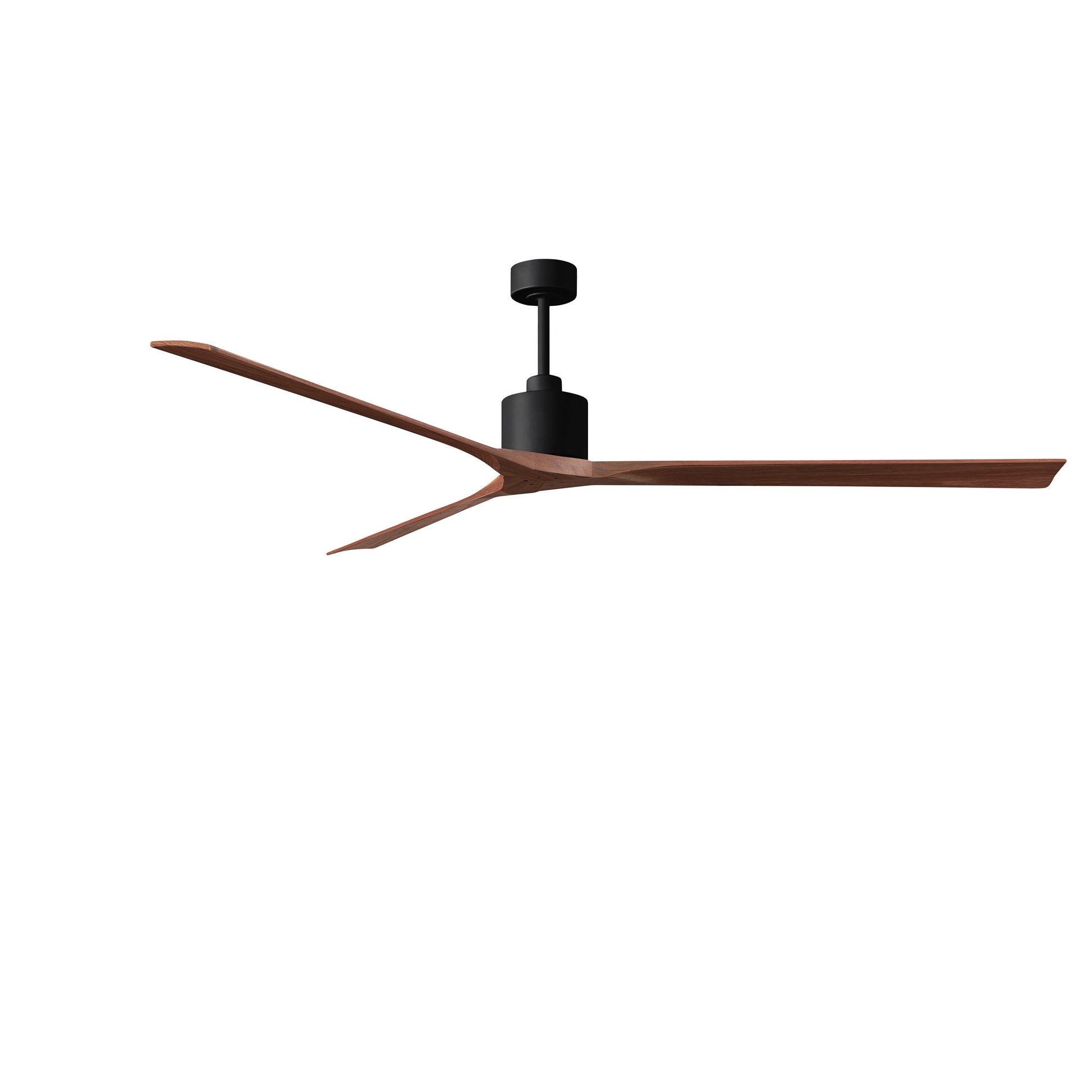 Matthews Fan Company Atlas Nan XL 90" Matte Black Ceiling Fan With Solid Wood Blade In Walnut Finish