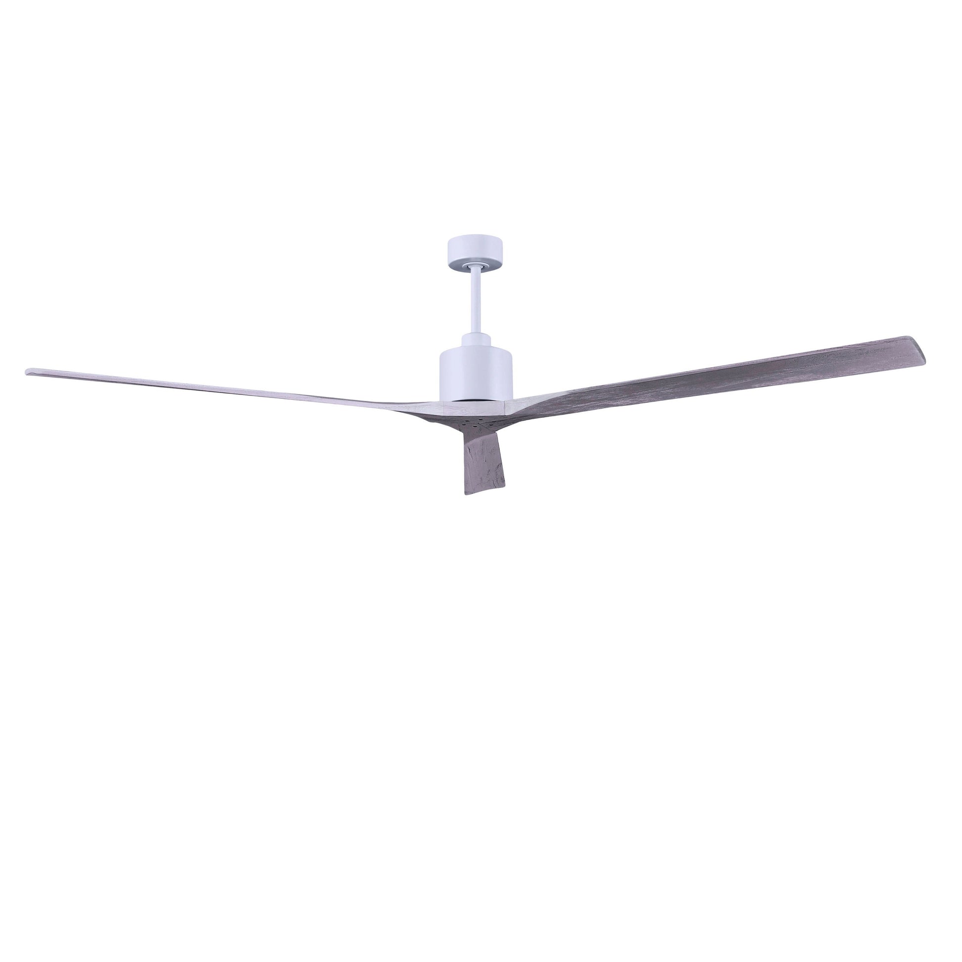 Matthews Fan Company Atlas Nan XL 90" Matte White Ceiling Fan With Solid Wood Blade In Barnwood Tone Finish