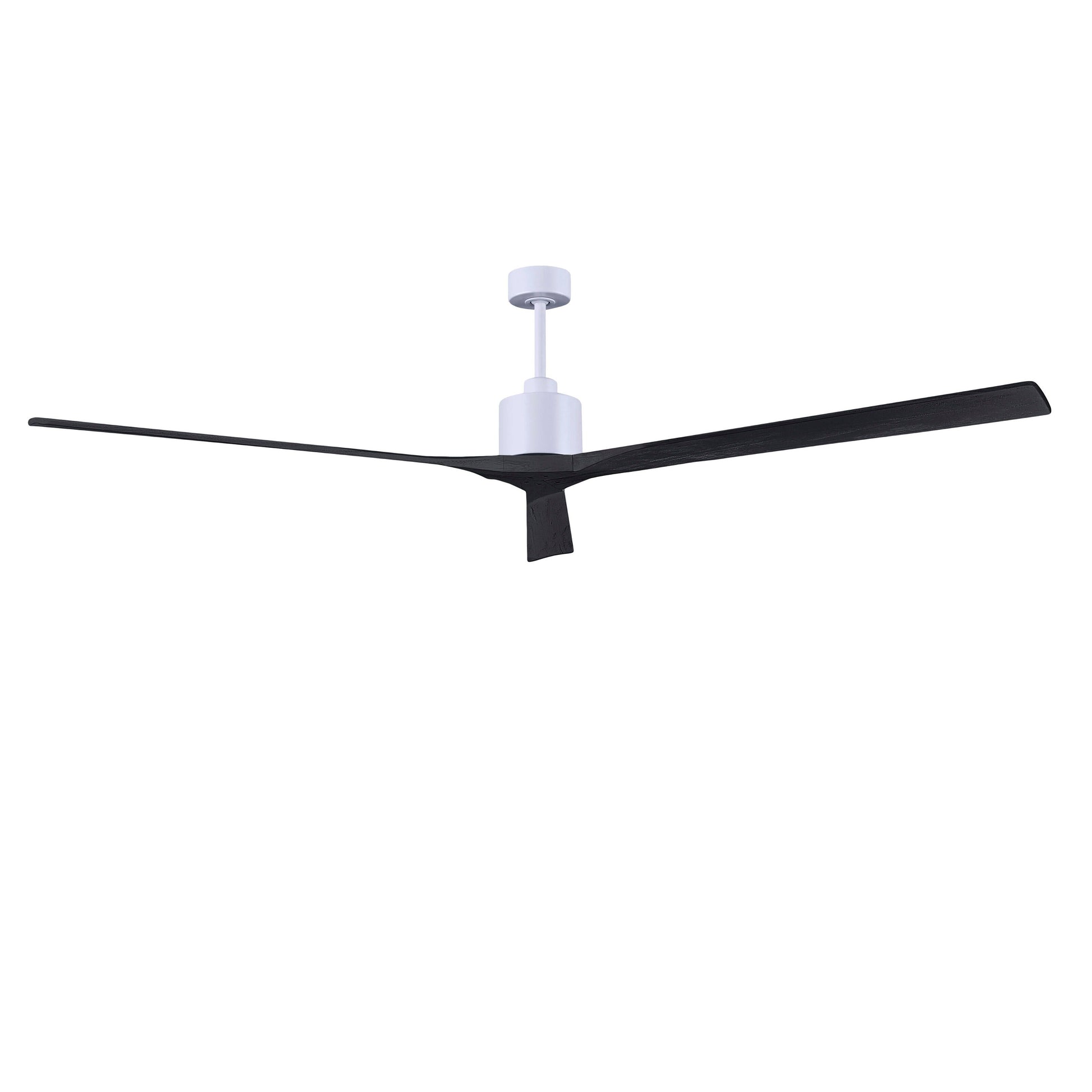 Matthews Fan Company Atlas Nan XL 90" Matte White Ceiling Fan With Solid Wood Blade In Matte Black Finish