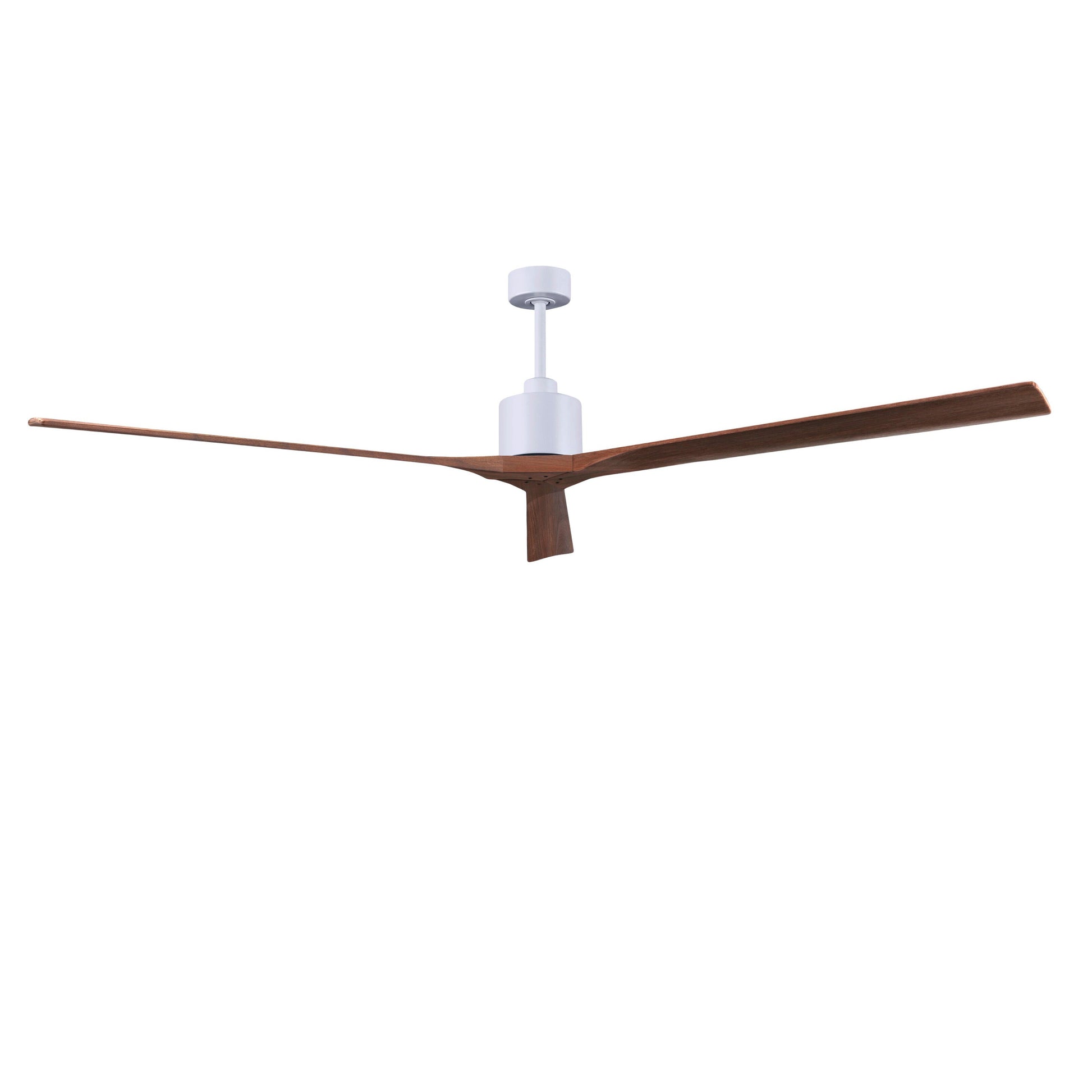 Matthews Fan Company Atlas Nan XL 90" Matte White Ceiling Fan With Solid Wood Blade In Walnut Finish