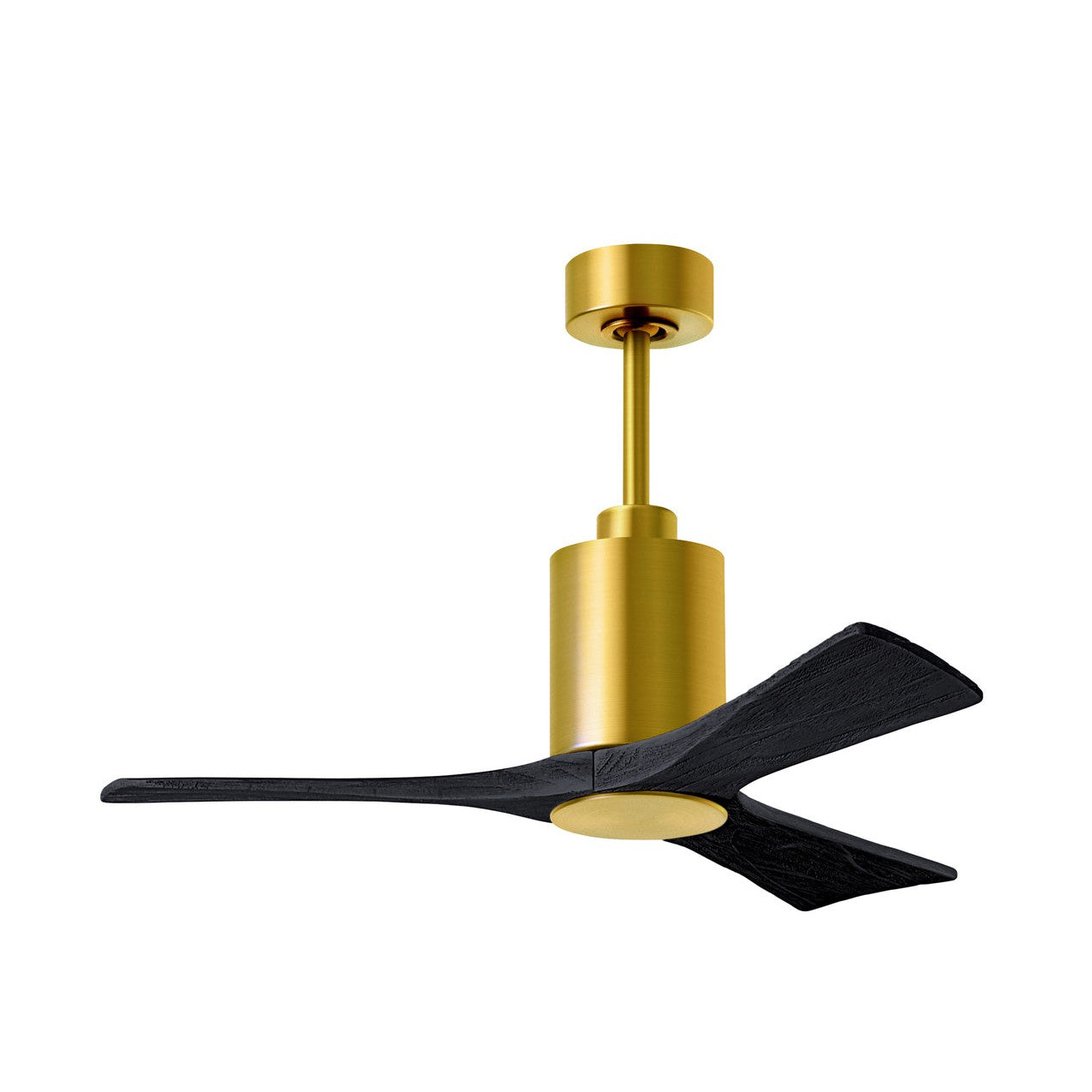 Matthews Fan Company Atlas Patricia-3 42" Brushed Brass Ceiling Fan With Solid Wood Blade In Matte Black Finish