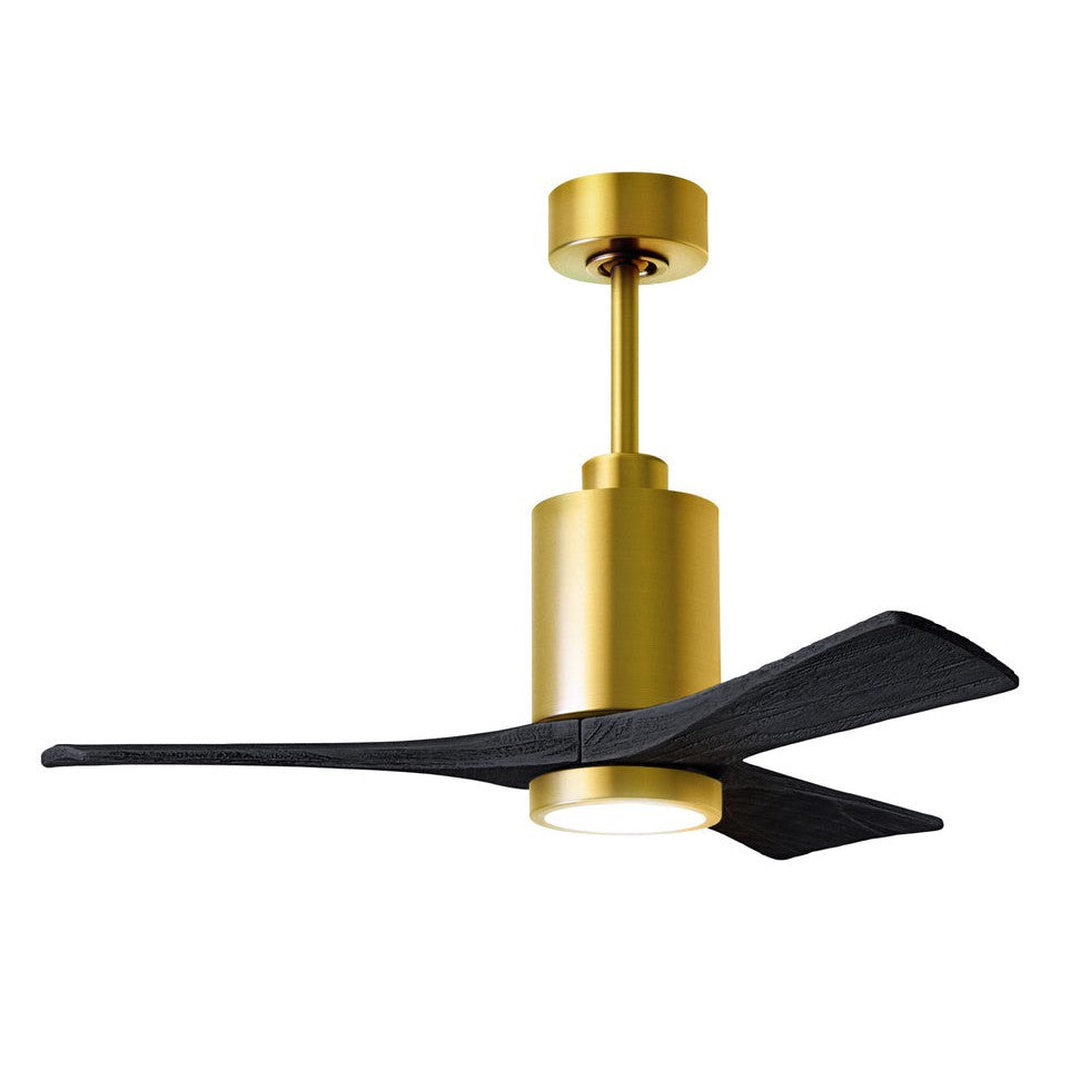 Matthews Fan Company Atlas Patricia-3 42" Brushed Brass Ceiling Fan With Solid Wood Blade In Matte Black Finish