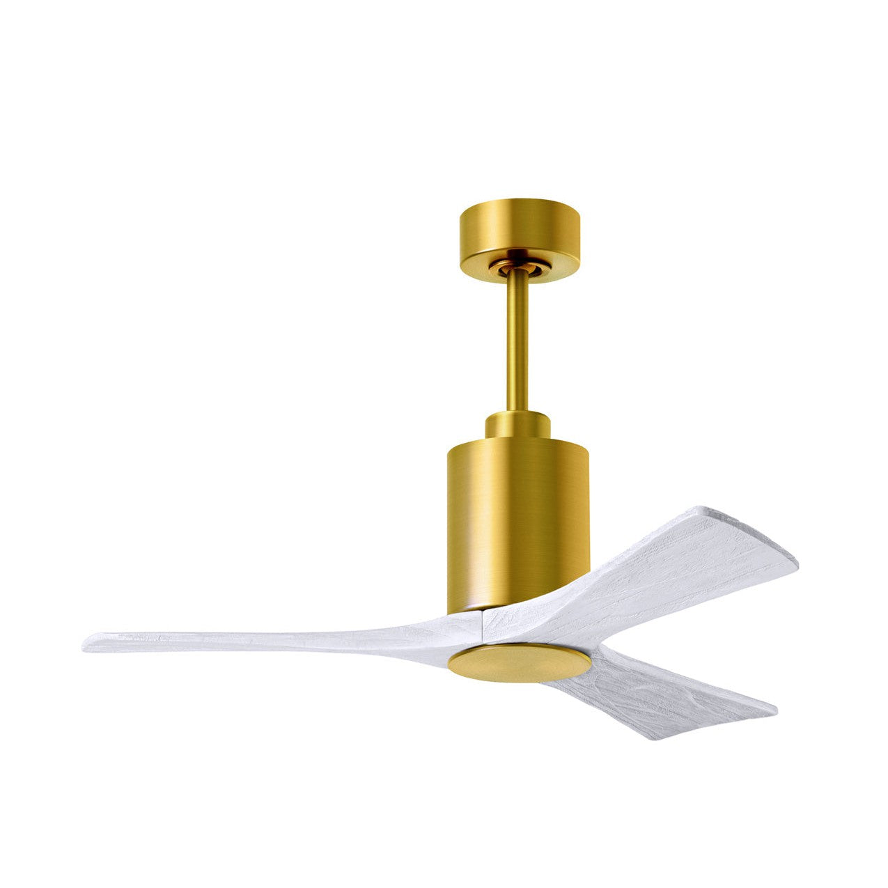 Matthews Fan Company Atlas Patricia-3 42" Brushed Brass Ceiling Fan With Solid Wood Blade In Matte White Finish