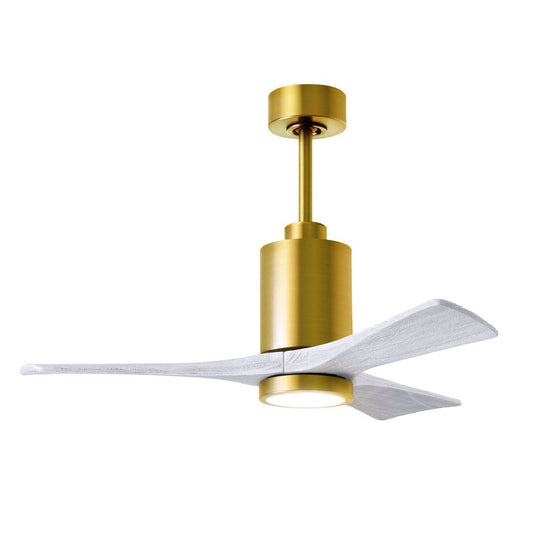 Matthews Fan Company Atlas Patricia-3 42" Brushed Brass Ceiling Fan With Solid Wood Blade In Matte White Finish