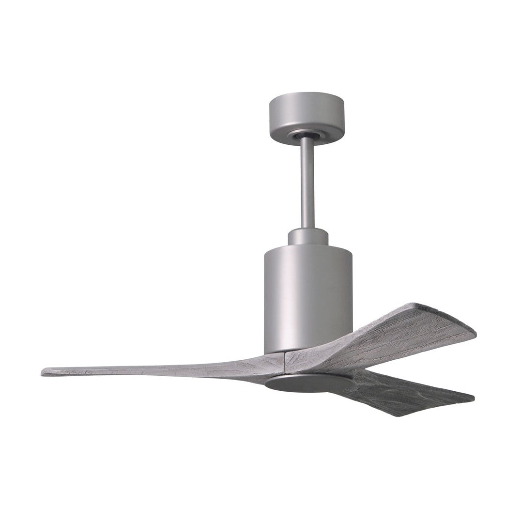 Matthews Fan Company Atlas Patricia-3 42" Brushed Nickel Ceiling Fan With Solid Wood Blade In Barnwood Tone Finish