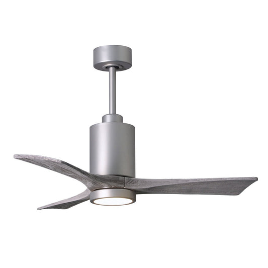 Matthews Fan Company Atlas Patricia-3 42" Brushed Nickel Ceiling Fan With Solid Wood Blade In Barnwood Tone Finish