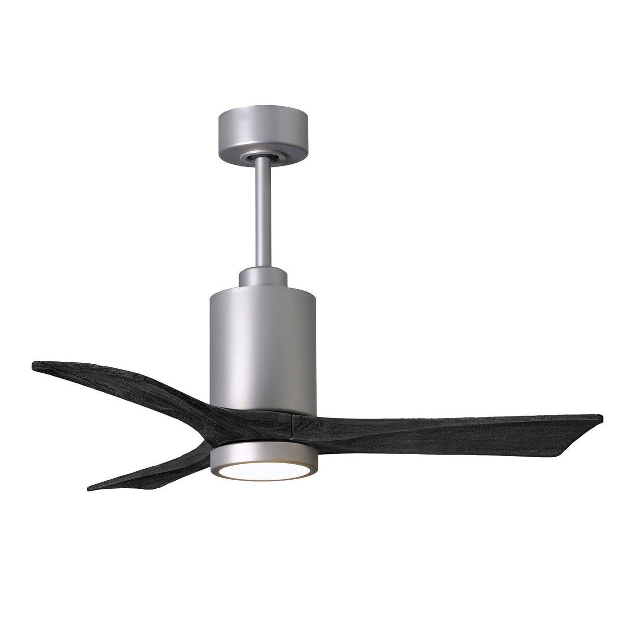 Matthews Fan Company Atlas Patricia-3 42" Brushed Nickel Ceiling Fan With Solid Wood Blade In Matte Black Finish