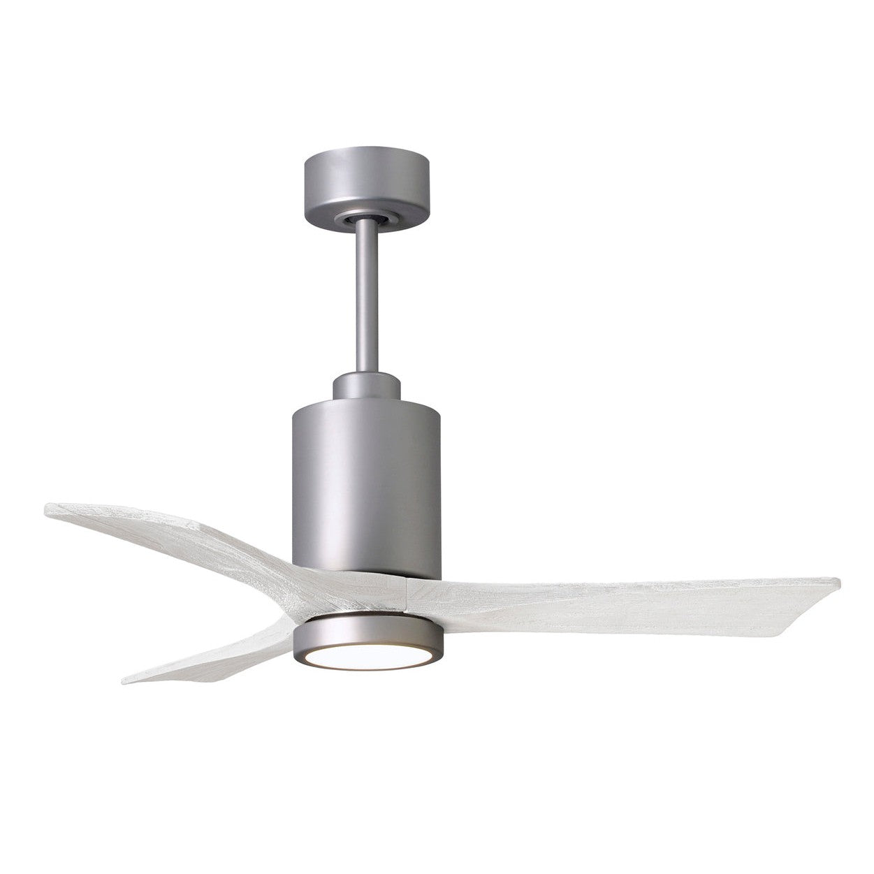 Matthews Fan Company Atlas Patricia-3 42" Brushed Nickel Ceiling Fan With Solid Wood Blade In Matte White Finish