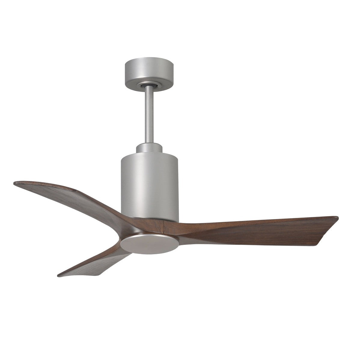 Matthews Fan Company Atlas Patricia-3 42" Brushed Nickel Ceiling Fan With Solid Wood Blade In Walnut Tone Finish