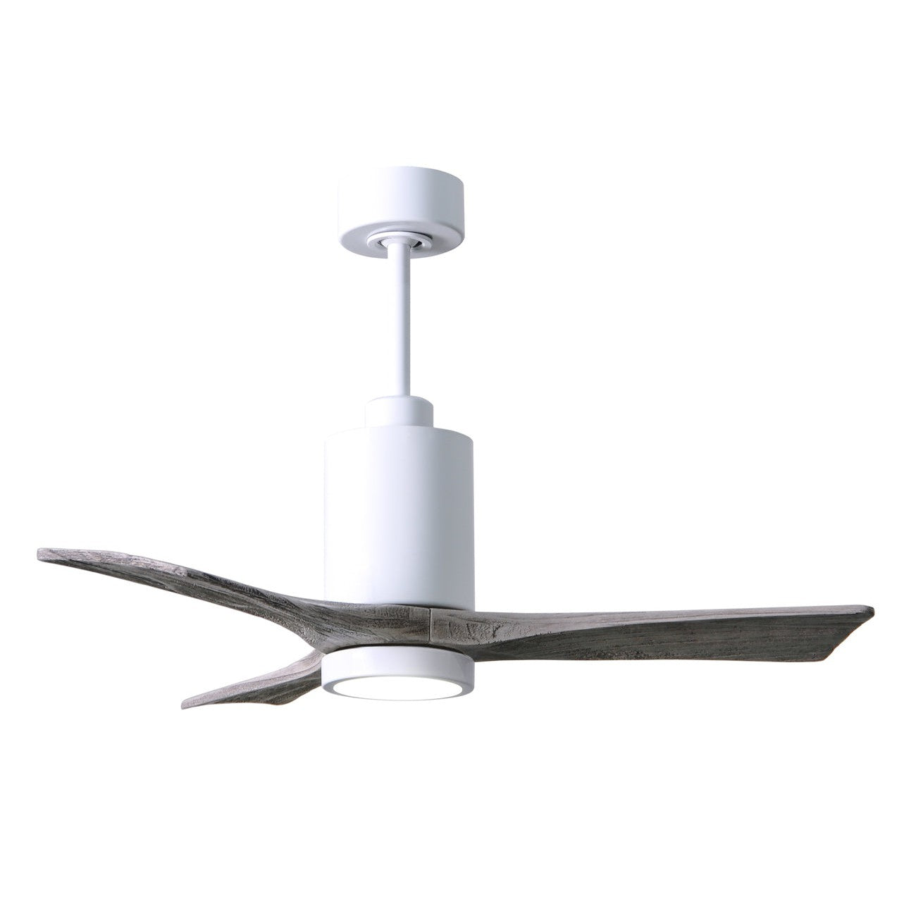 Matthews Fan Company Atlas Patricia-3 42" Gloss White Ceiling Fan With Solid Wood Blade In Barnwood Tone Finish