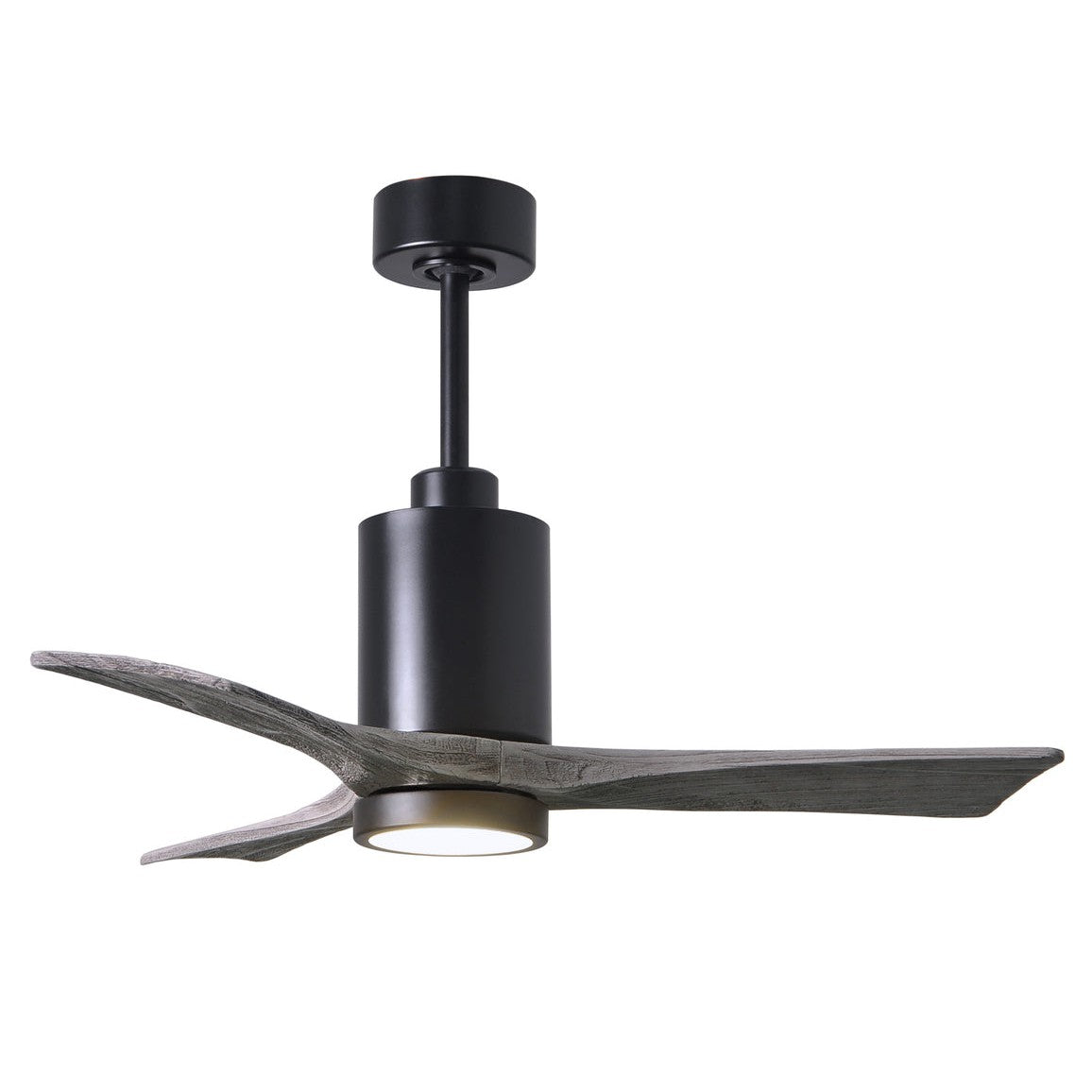 Matthews Fan Company Atlas Patricia-3 42" Matte Black Ceiling Fan With Solid Wood Blade In Barnwood Tone Finish