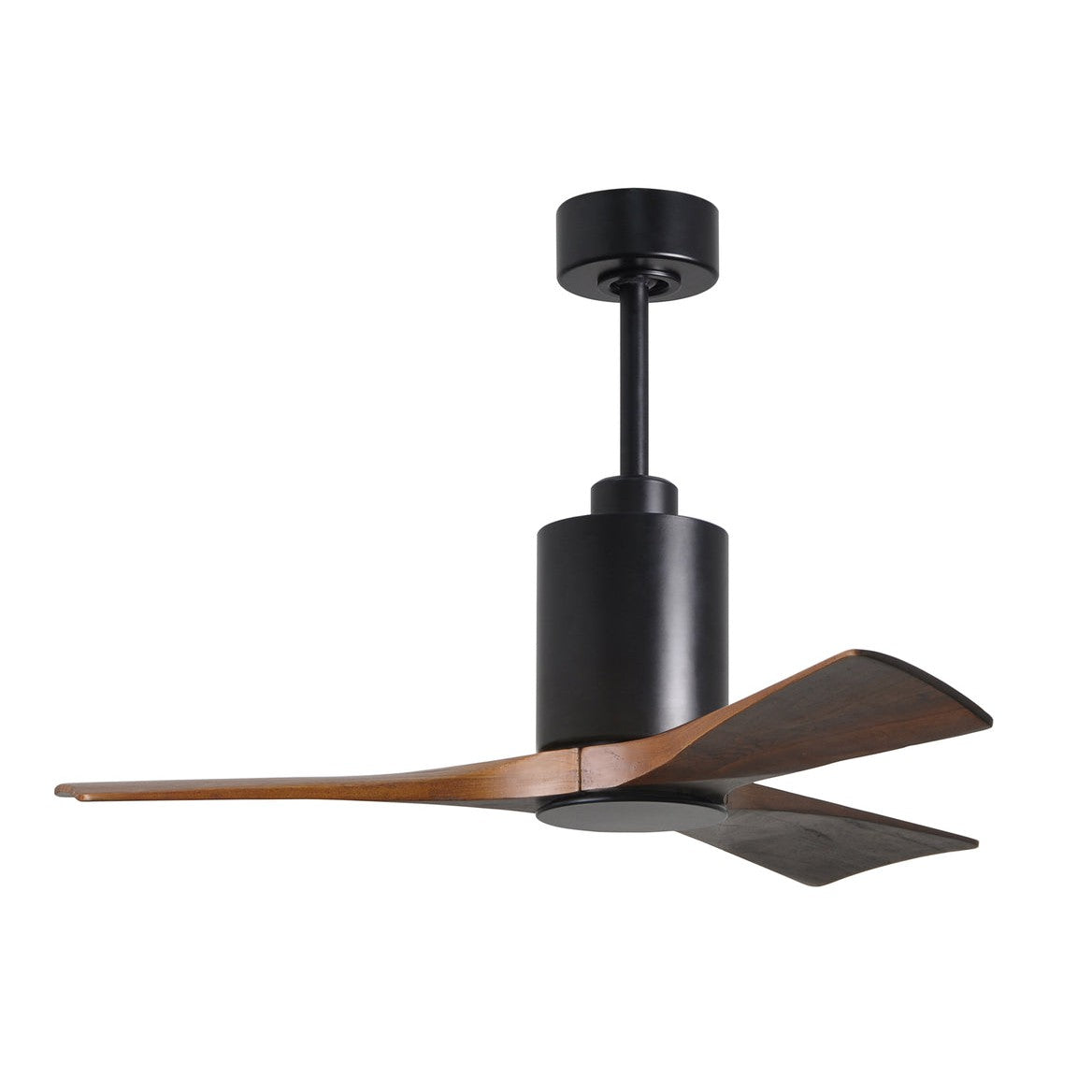 Matthews Fan Company Atlas Patricia-3 42" Matte Black Ceiling Fan With Solid Wood Blade In Walnut Tone Finish