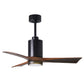 Matthews Fan Company Atlas Patricia-3 42" Matte Black Ceiling Fan With Solid Wood Blade In Walnut Tone Finish