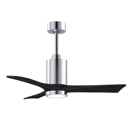 Matthews Fan Company Atlas Patricia-3 42" Polished Chrome Ceiling Fan With Solid Wood Blade In Matte Black Finish