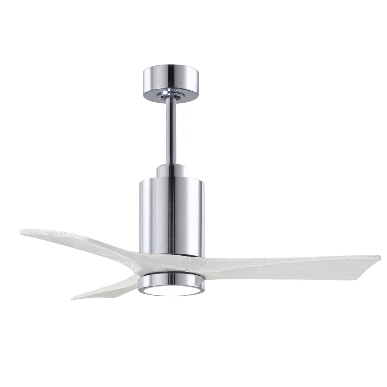 Matthews Fan Company Atlas Patricia-3 42" Polished Chrome Ceiling Fan With Solid Wood Blade In Matte White Finish