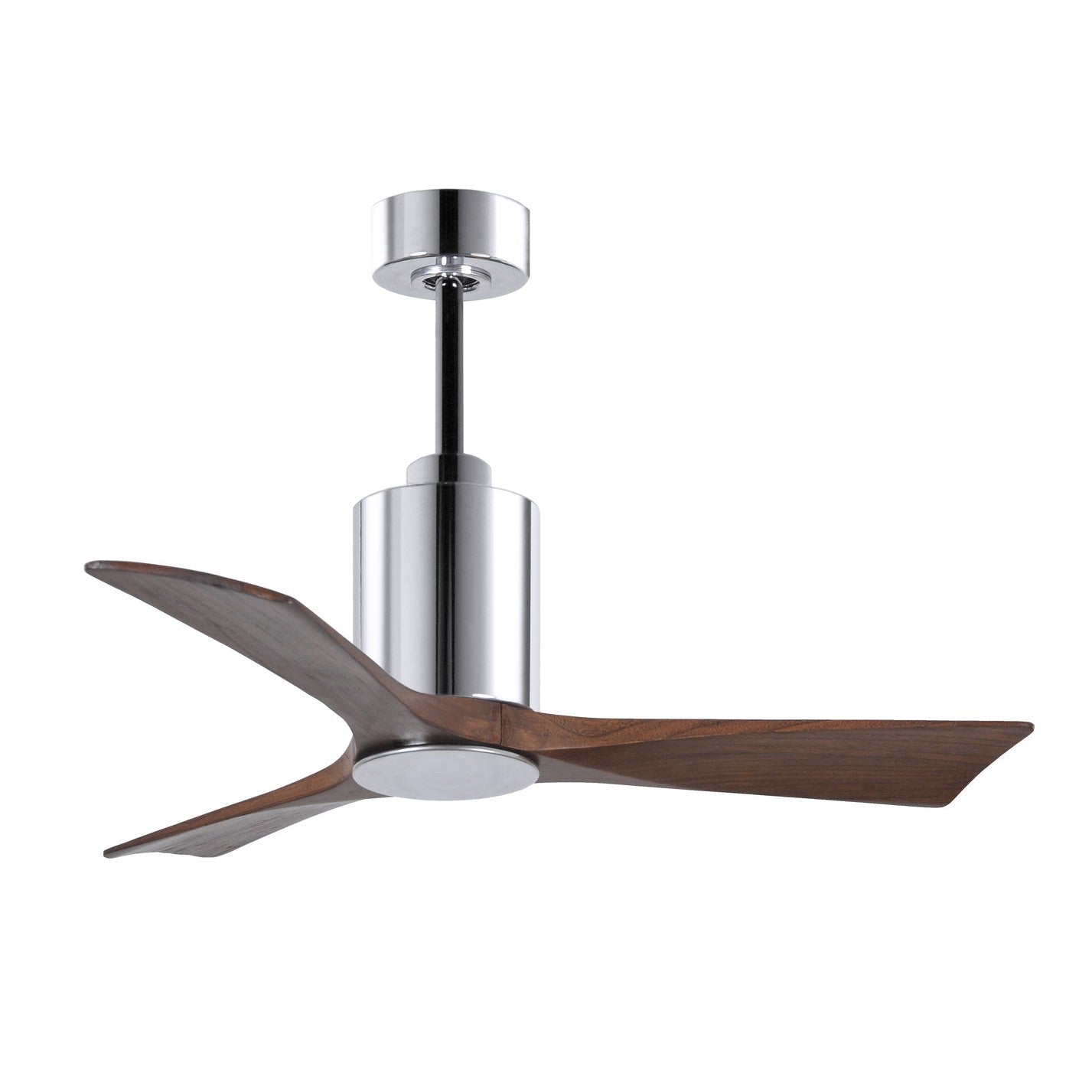 Matthews Fan Company Atlas Patricia-3 42" Polished Chrome Ceiling Fan With Solid Wood Blade In Walnut Tone Finish