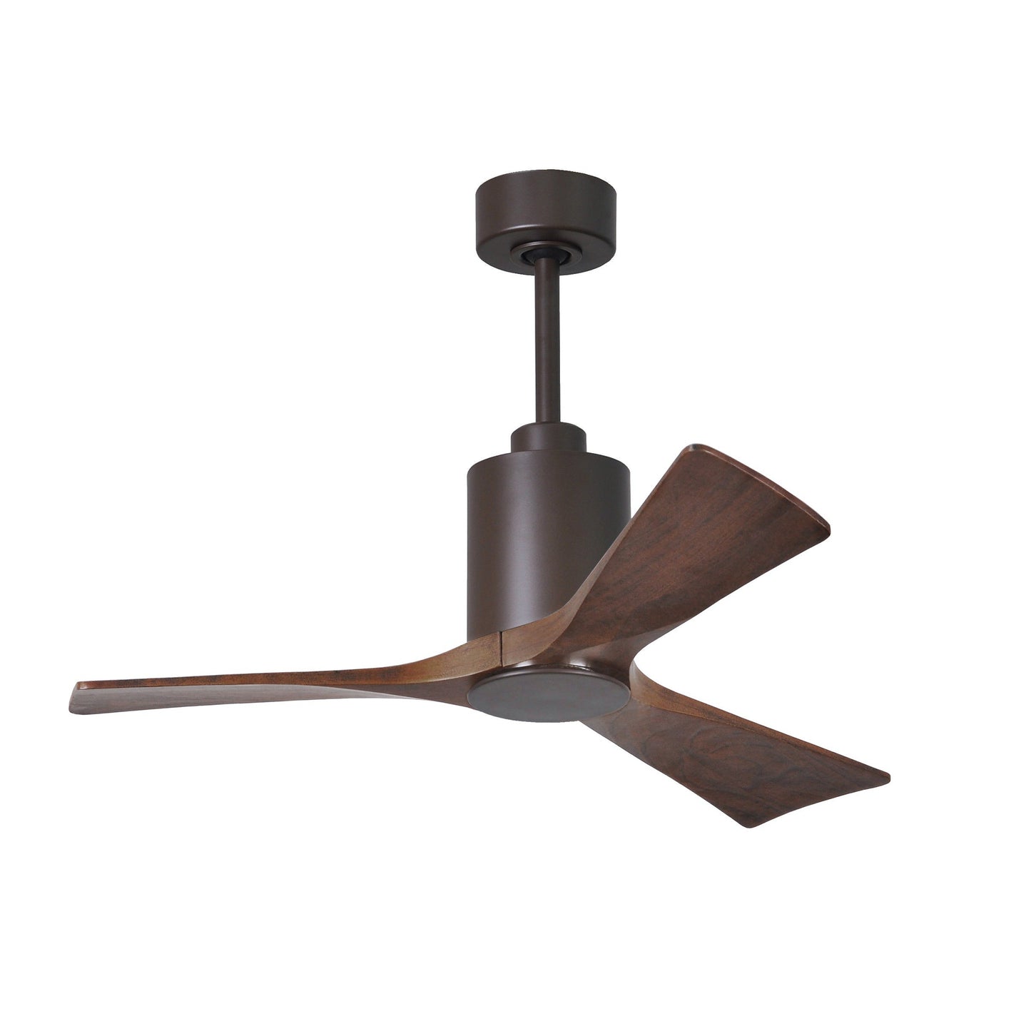 Matthews Fan Company Atlas Patricia-3 42" Textured Bronze Ceiling Fan With Solid Wood Blade In Walnut Tone Finish