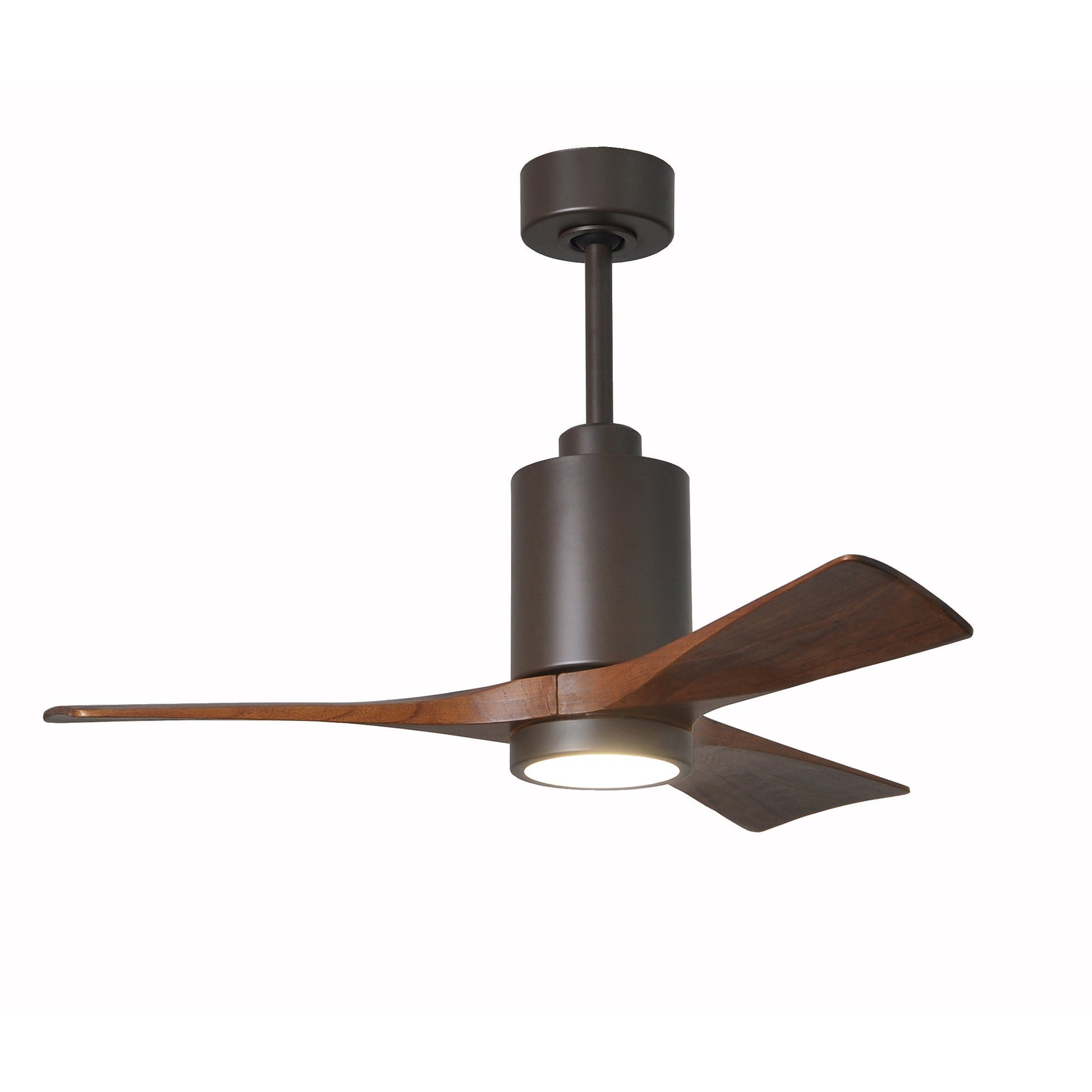 Matthews Fan Company Atlas Patricia-3 42" Textured Bronze Ceiling Fan With Solid Wood Blade In Walnut Tone Finish