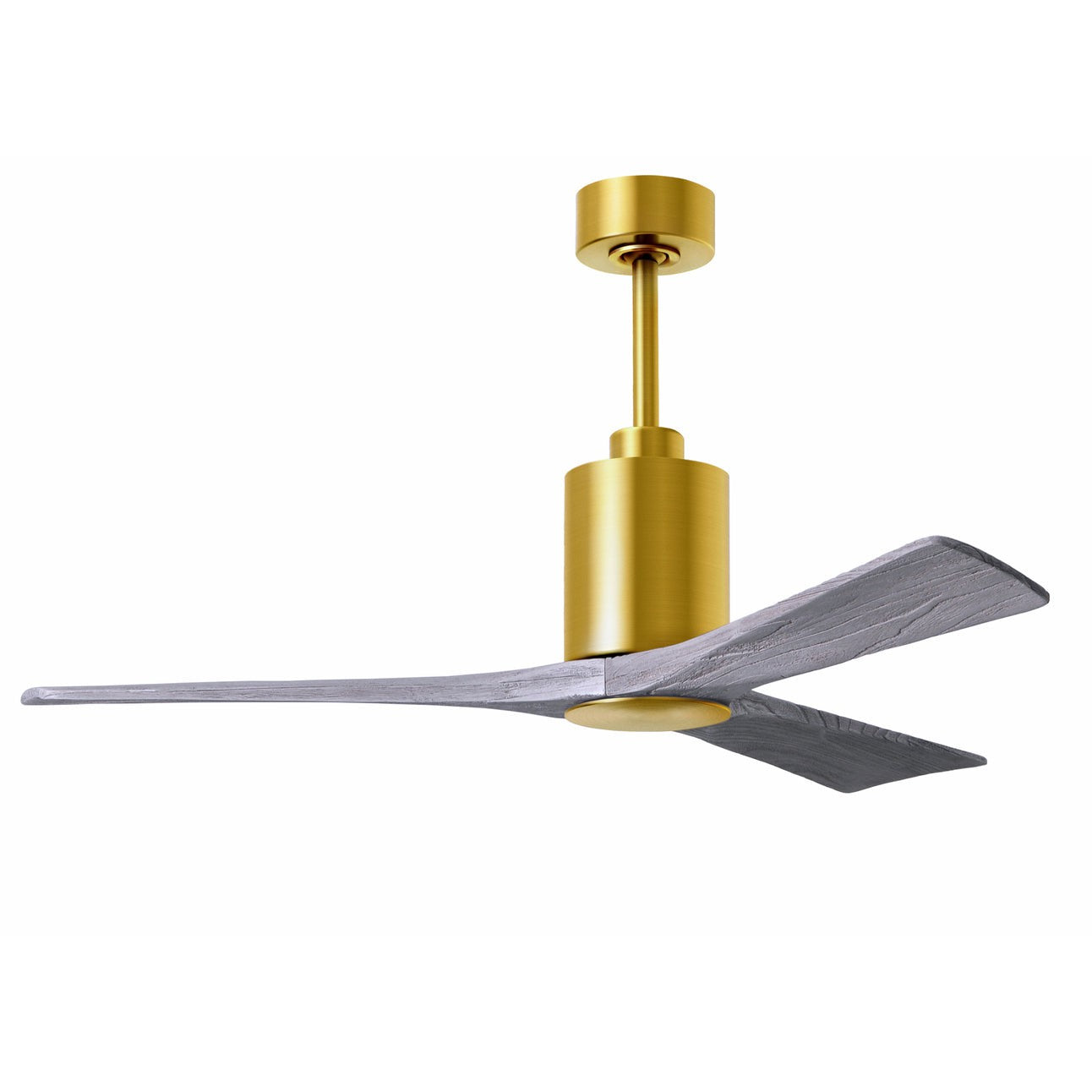 Matthews Fan Company Atlas Patricia-3 52" Brushed Brass Ceiling Fan With Solid Wood Blade In Barnwood Tone Finish