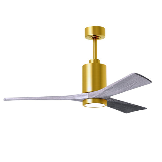 Matthews Fan Company Atlas Patricia-3 52" Brushed Brass Ceiling Fan With Solid Wood Blade In Barnwood Tone Finish