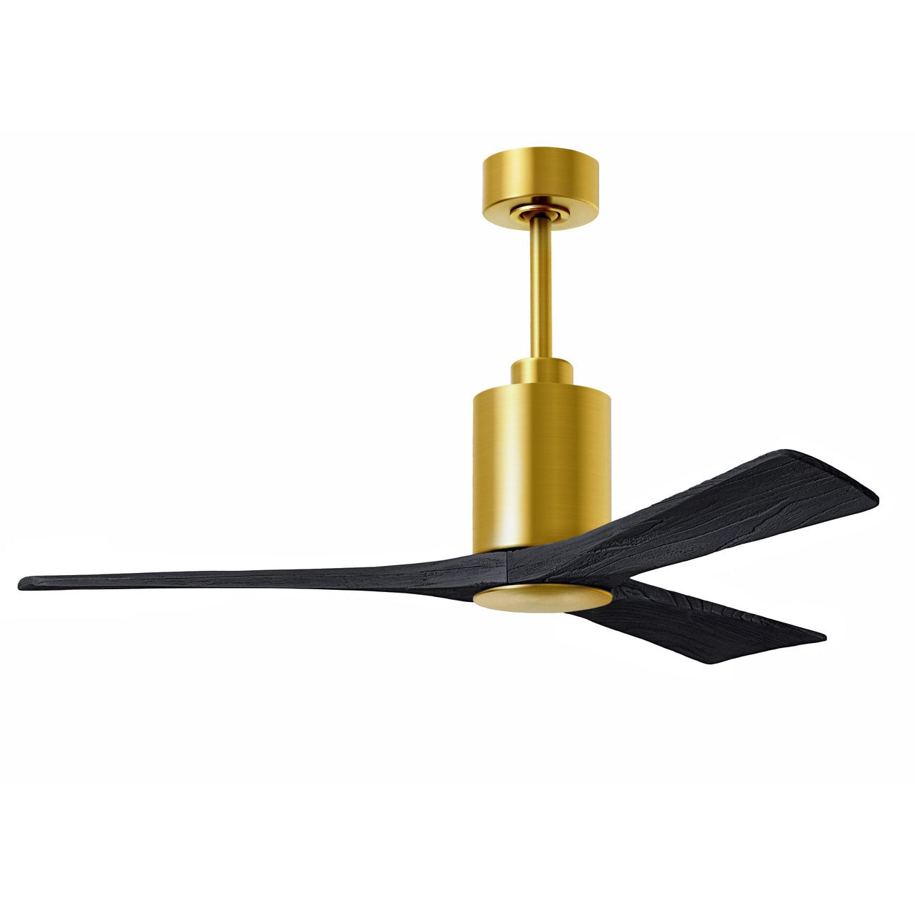 Matthews Fan Company Atlas Patricia-3 52" Brushed Brass Ceiling Fan With Solid Wood Blade In Matte Black Finish