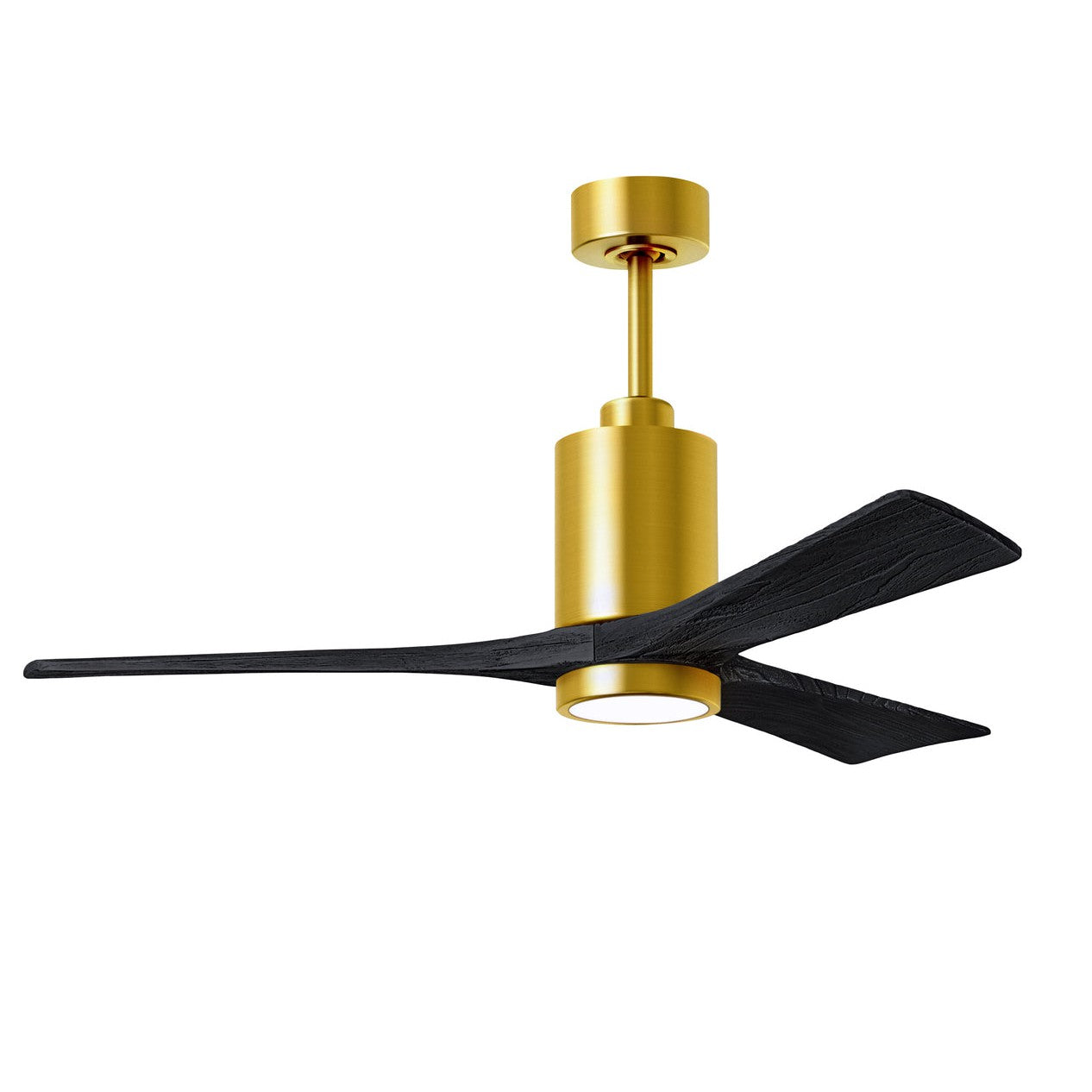 Matthews Fan Company Atlas Patricia-3 52" Brushed Brass Ceiling Fan With Solid Wood Blade In Matte Black Finish