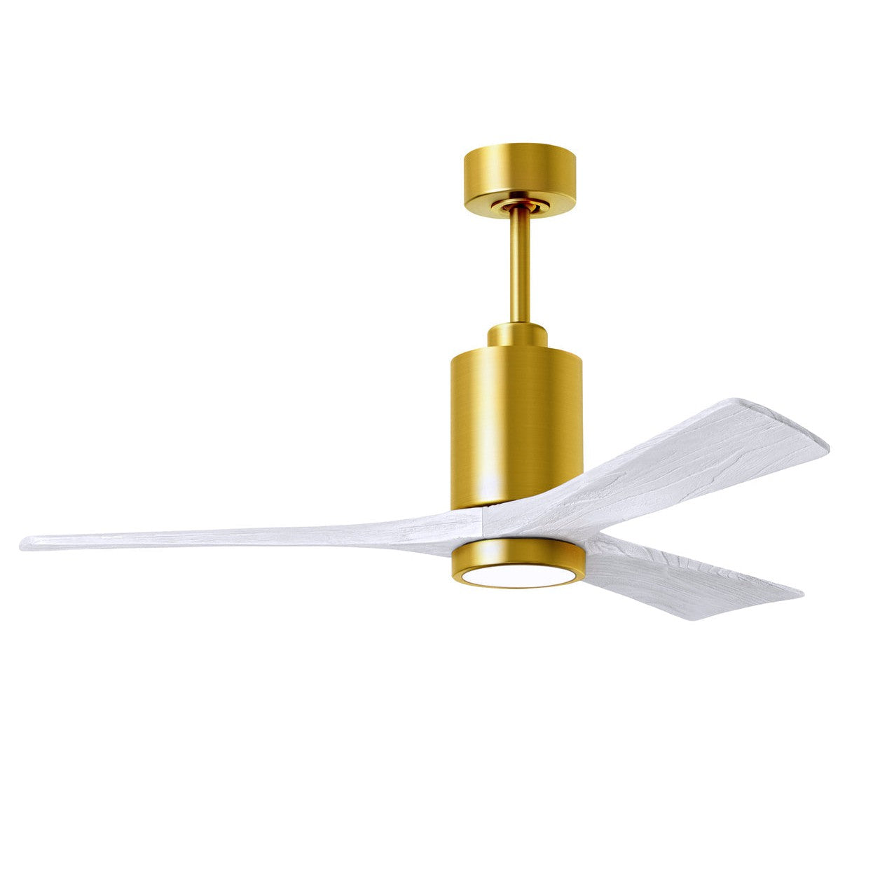 Matthews Fan Company Atlas Patricia-3 52" Brushed Brass Ceiling Fan With Solid Wood Blade In Matte White Finish