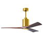 Matthews Fan Company Atlas Patricia-3 52" Brushed Brass Ceiling Fan With Solid Wood Blade In Walnut Tone Finish