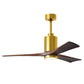 Matthews Fan Company Atlas Patricia-3 52" Brushed Brass Ceiling Fan With Solid Wood Blade In Walnut Tone Finish