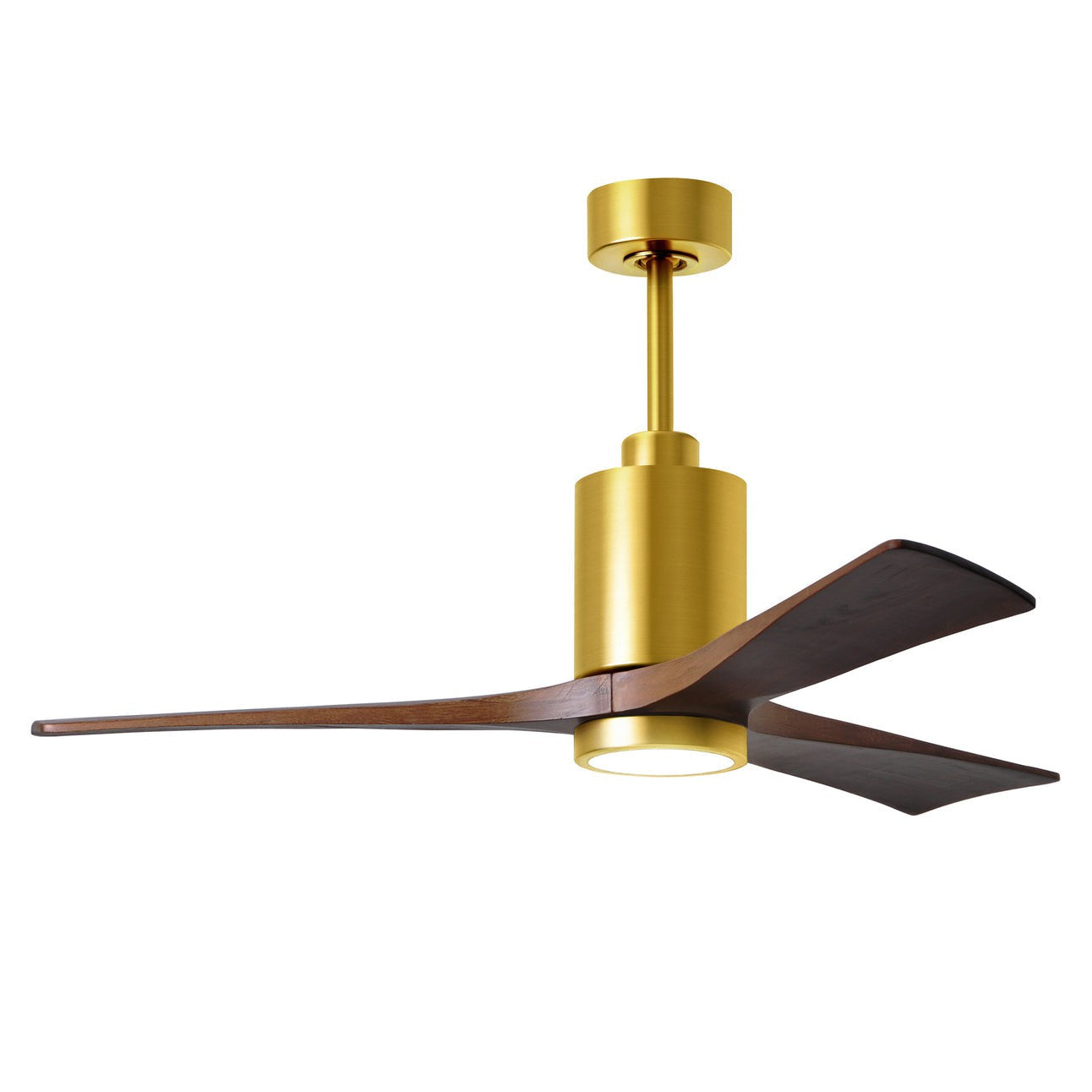 Matthews Fan Company Atlas Patricia-3 52" Brushed Brass Ceiling Fan With Solid Wood Blade In Walnut Tone Finish