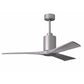 Matthews Fan Company Atlas Patricia-3 52" Brushed Nickel Ceiling Fan With Solid Wood Blade In Barnwood Tone Finish