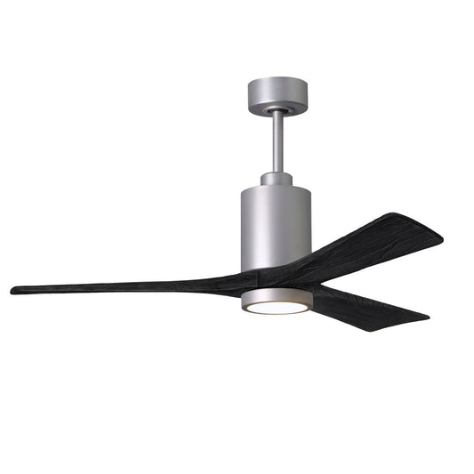 Matthews Fan Company Atlas Patricia-3 52" Brushed Nickel Ceiling Fan With Solid Wood Blade In Matte Black Finish