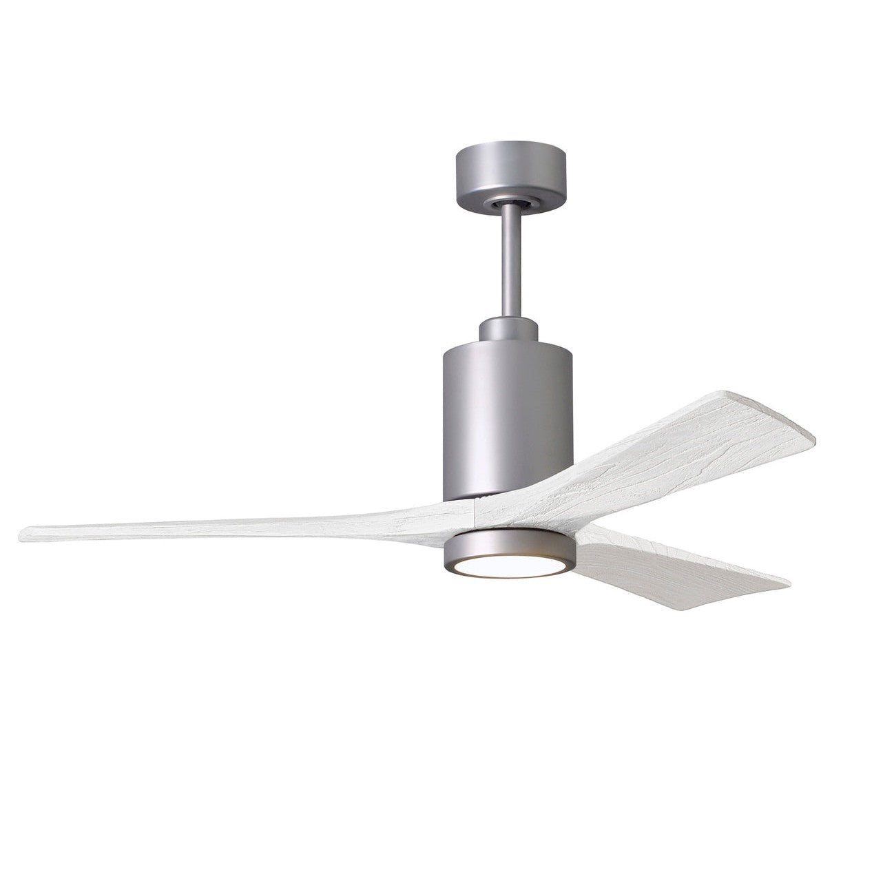 Matthews Fan Company Atlas Patricia-3 52" Brushed Nickel Ceiling Fan With Solid Wood Blade In Matte White Finish