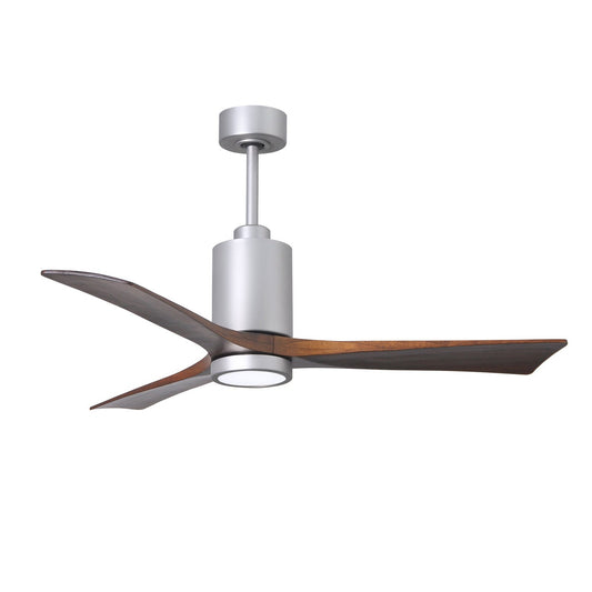 Matthews Fan Company Atlas Patricia-3 52" Brushed Nickel Ceiling Fan With Solid Wood Blade In Walnut Tone Finish