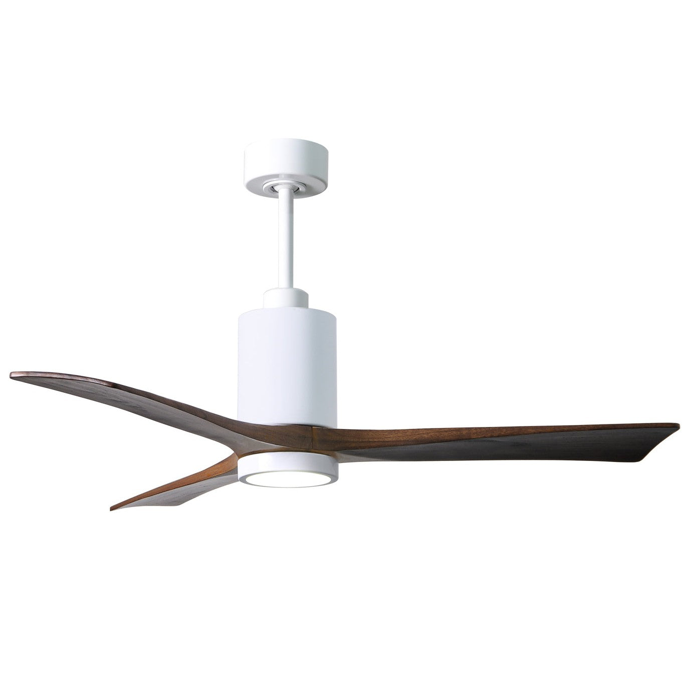 Matthews Fan Company Atlas Patricia-3 52" Gloss White Ceiling Fan With Solid Wood Blade In Walnut Tone Finish