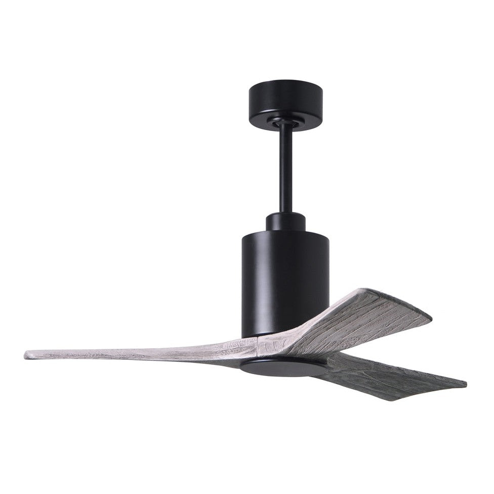 Matthews Fan Company Atlas Patricia-3 52" Matte Black Ceiling Fan With Solid Wood Blade In Barnwood Tone Finish