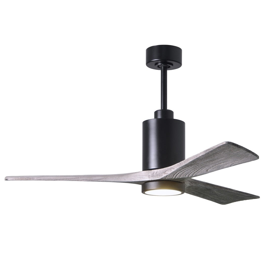 Matthews Fan Company Atlas Patricia-3 52" Matte Black Ceiling Fan With Solid Wood Blade In Barnwood Tone Finish