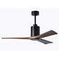 Matthews Fan Company Atlas Patricia-3 52" Matte Black Ceiling Fan With Solid Wood Blade In Walnut Tone Finish