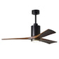 Matthews Fan Company Atlas Patricia-3 52" Matte Black Ceiling Fan With Solid Wood Blade In Walnut Tone Finish