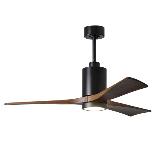 Matthews Fan Company Atlas Patricia-3 52" Matte Black Ceiling Fan With Solid Wood Blade In Walnut Tone Finish