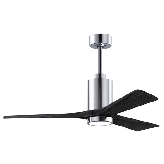 Matthews Fan Company Atlas Patricia-3 52" Polished Chrome Ceiling Fan With Solid Wood Blade In Matte Black Finish